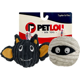Petlou Halloween EZ Squeaky Ball Dog Toy, Batmmy, 4-in, 2-pack