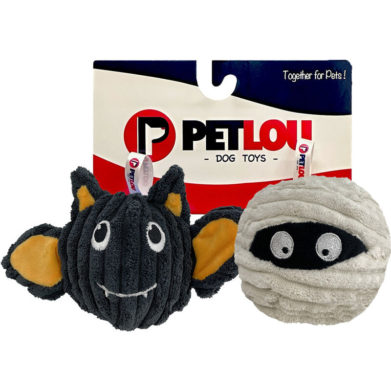 Petlou Halloween EZ Squeaky Ball Dog Toy, Batmmy, 4-in, 2-pack image number null