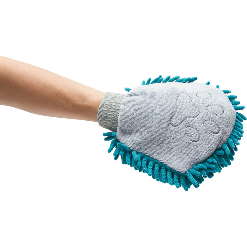 Messy Mutts Microfiber Pet Grooming Mitt, Blue image number null