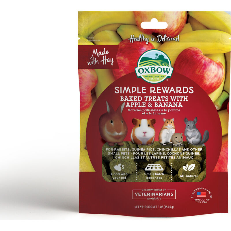 Oxbow Simple Rewards Oven Baked with Apple & Banana Small Animal Treats, 3-oz image number null