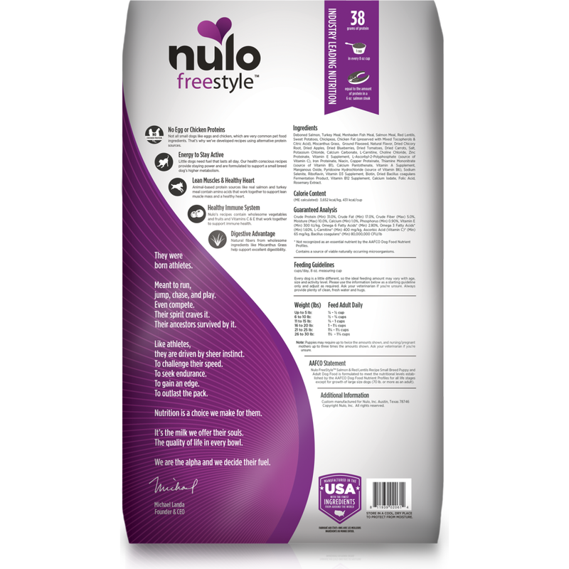 Mud Bay Buy Nulo Freestyle Grain Free Dry Dog Food Small Breed Salmon Red Lentils 11 lb for USD 40.99 MudBay