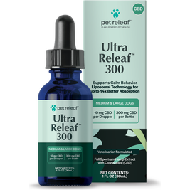 Pet Releaf CBD Liposome Hemp Oil Dog & Cat Supplement, Ultra Releaf 300, 30-ml