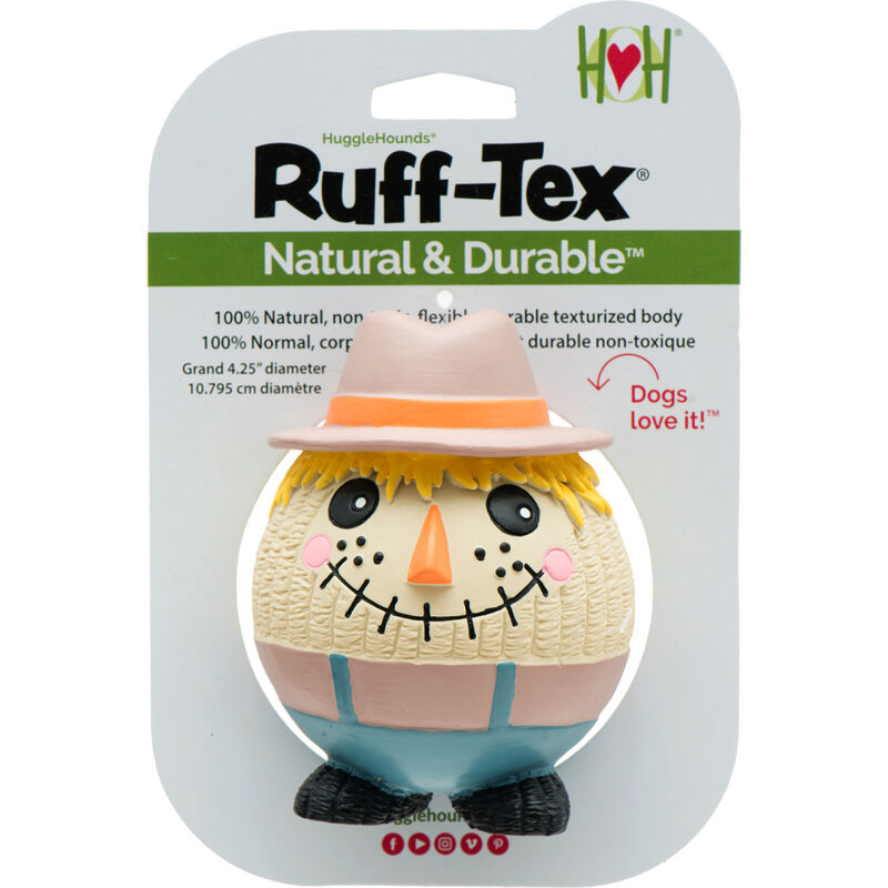 HuggleHounds Fall Ruff-Tex Ball Dog Toy, Tobias Scarecrow image number null
