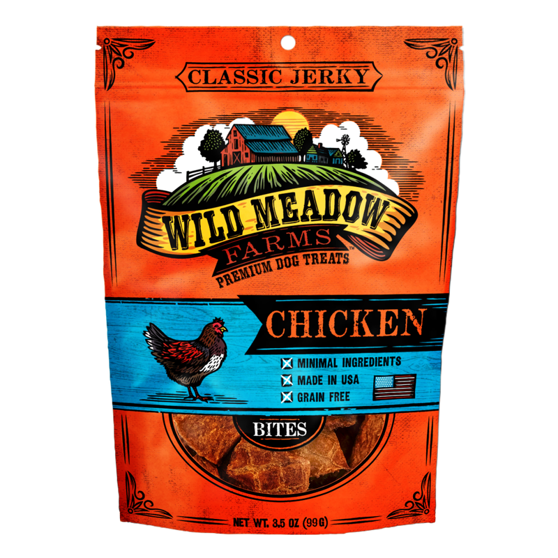 Wild Meadow Farms Classic Jerky Bites Dog Treats, Chicken, 3.5-oz image number null