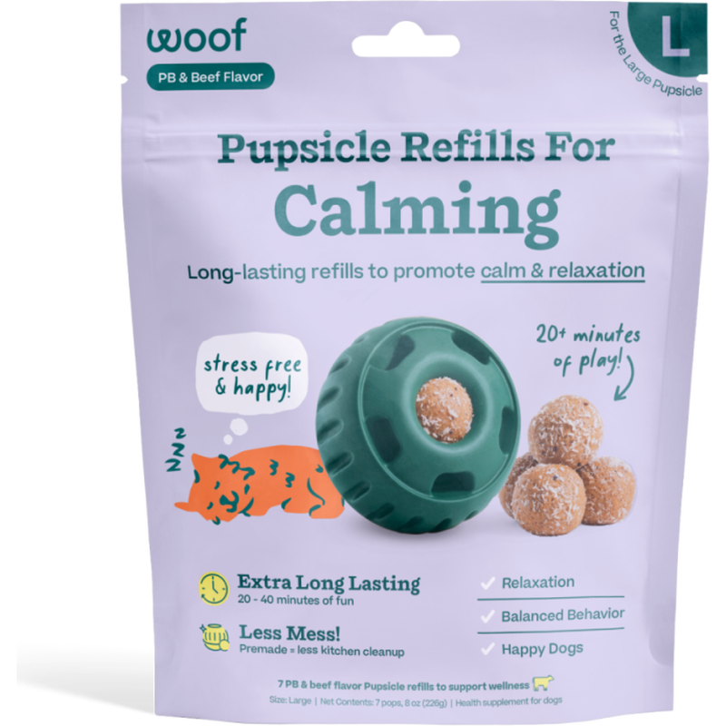 Woof Pupsicle Refill Pops, Calming, Peanut Butter & Beef image number null