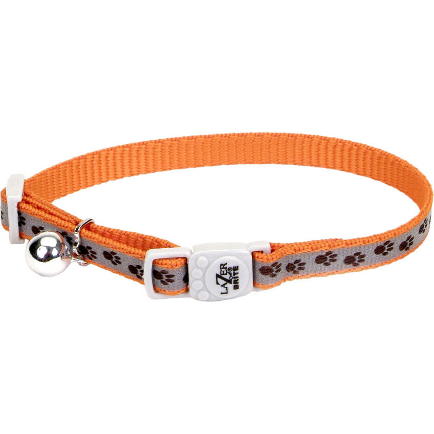Mud Bay Buy Coastal Lazer Brite Reflective Adjustable Breakaway Cat Collar Orange Paws for USD 8.49 MudBay
