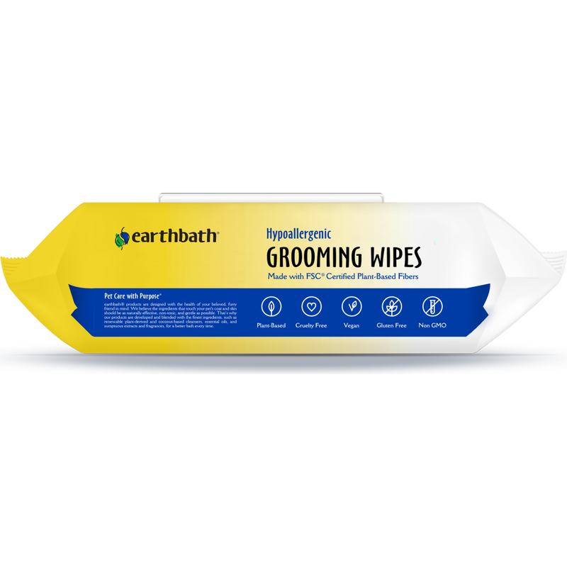 Earthbath Grooming Wipes for Dogs & Cats, Hypo-Allergenic Fragrance-Free, 100-count image number null