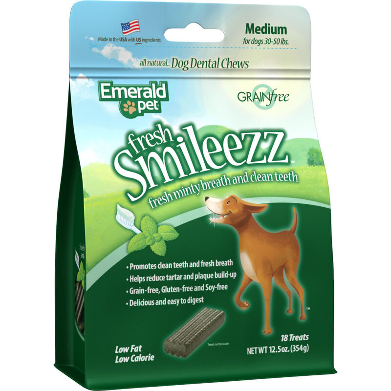 Emerald Pet Fresh Smileezz Dental Dog Treats, Medium, 12.5-oz image number null