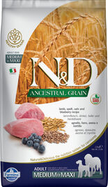 Farmina N&D Ancestral Grain Dry Dog Food, Lamb & Blueberry, Adult, Medium & Maxi