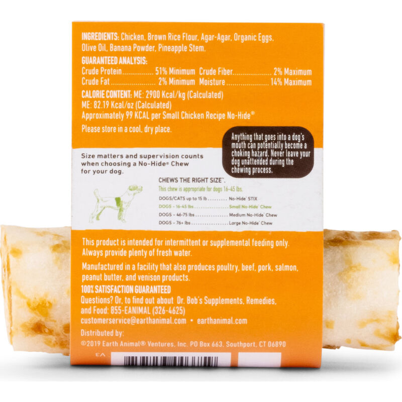 Earth Animal No-Hide Chicken Chew Dog Treats, 4-in