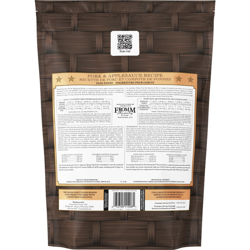 Fromm Four-Star Dry Dog Food, Pork & Applesauce, 4-lb image number null