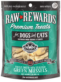 Northwest Naturals Raw Rewards Freeze-Dried Dog & Cat Treats, Green Mussels, 2-oz