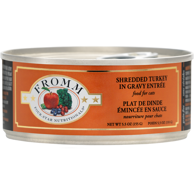 Fromm Four-Star Canned Cat Food, Shredded Turkey in Gravy, 5.5-oz image number null