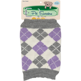Big Stretch Pet Supply Dog Sweater, Grey Argyle