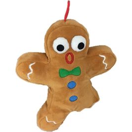 Huxley & Kent Holiday Power Plush Dog Toy, Ginger Snapped, 7-in