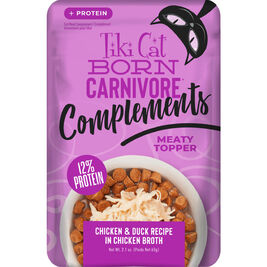 Tiki Cat Born Carnivore Complements Wet Cat Food Topper, Chicken & Duck, 2.1-oz
