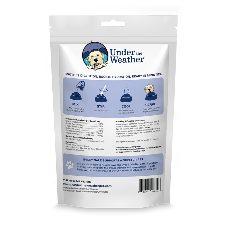 Under the Weather Bland Diet Freeze-Dried Supplemental Dog Food, Rice Turkey & Sweet Potato, 6-oz image number null