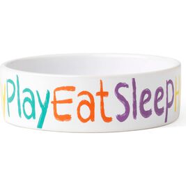 PetRageous Designs Stoneware Pet Bowl, Crayon Kitty, Round, 5-in, 1-cup