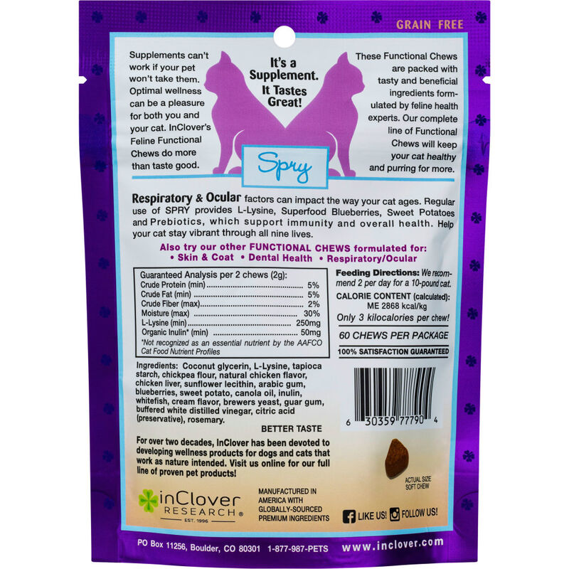 InClover Spry Respiratory & Ocular Support Soft Chews Cat Supplement, 2.1-oz image number null