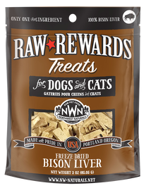 Northwest Naturals Raw Rewards Freeze-Dried Dog & Cat Treats, Bison Liver, 3-oz