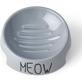 PetRageous Designs Meow Inverted Cat Bowl, Gray, 5-in