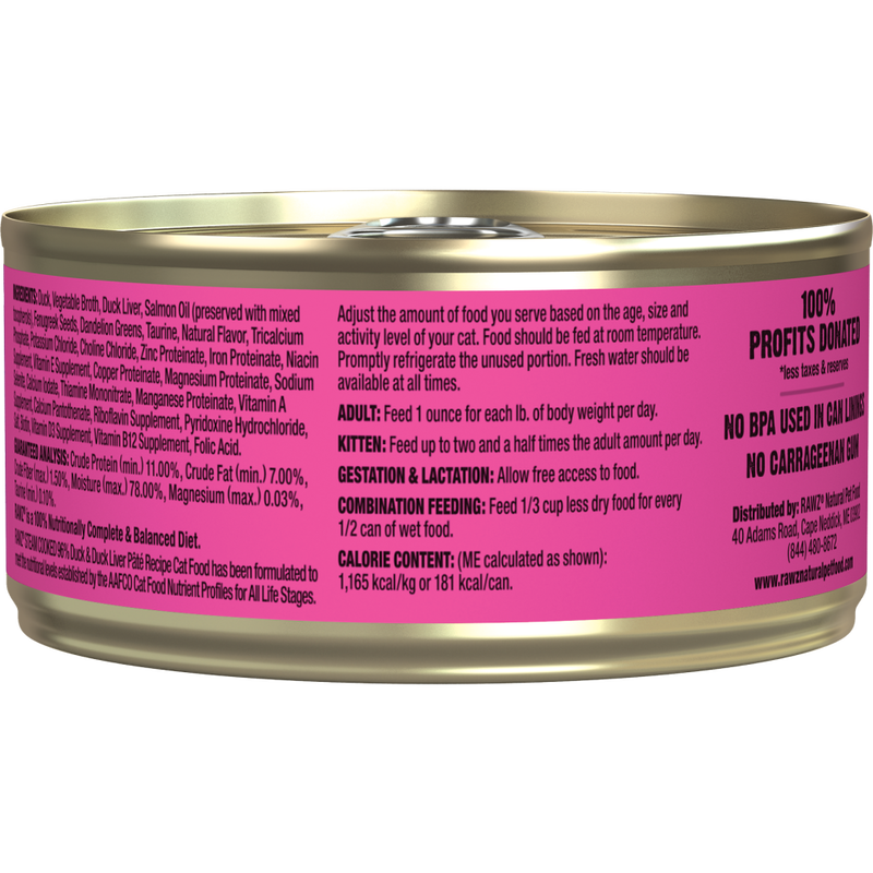Rawz 96% Pate Canned Cat Food, Duck & Duck Liver, 5.5-oz image number null