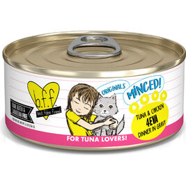 B.F.F. Best Feline Friend Originals Minced! Canned Cat Food, Tuna & Chicken 4Eva, 5.5-oz