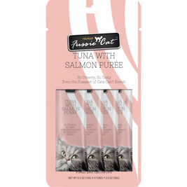 Fussie Cat Premium Puree Cat Treat, Tuna & Salmon, 4-count