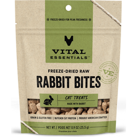 Vital Essentials Raw Freeze-Dried Cat Treats, Rabbit Bites, 0.9-oz