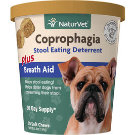 NaturVet Coprophagia Stool-Eating Deterrent Plus Breath Aid Soft Chews Dog Supplement, 70-count