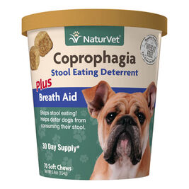 NaturVet Coprophagia Stool-Eating Deterrent Plus Breath Aid Soft Chews Dog Supplement, 70-count