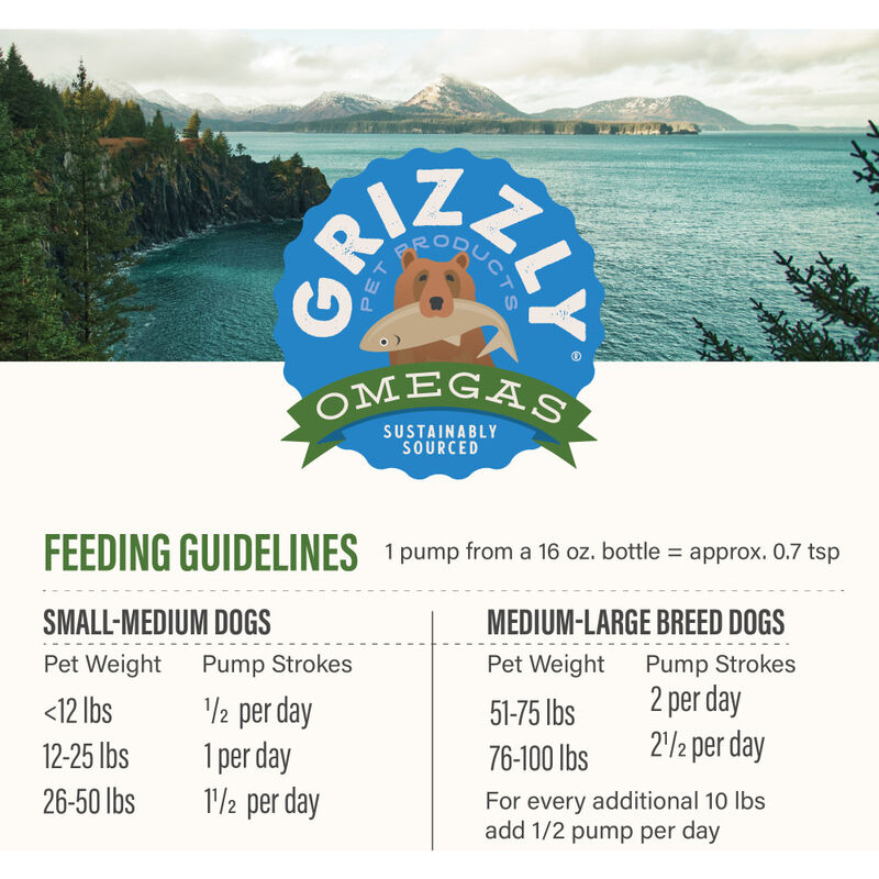 Grizzly Algae Plus Plant Based Omega 3-6-9 Food Supplement for Dogs and Cats, 16-oz image number null