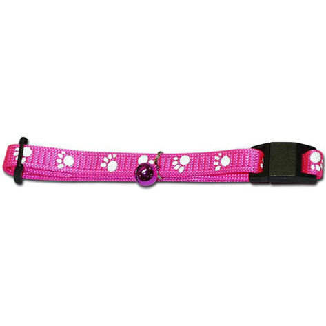 Mud Bay Buy OmniPet Reflective Paw Print Cat Collar Neon Pink for USD 2.99 MudBay