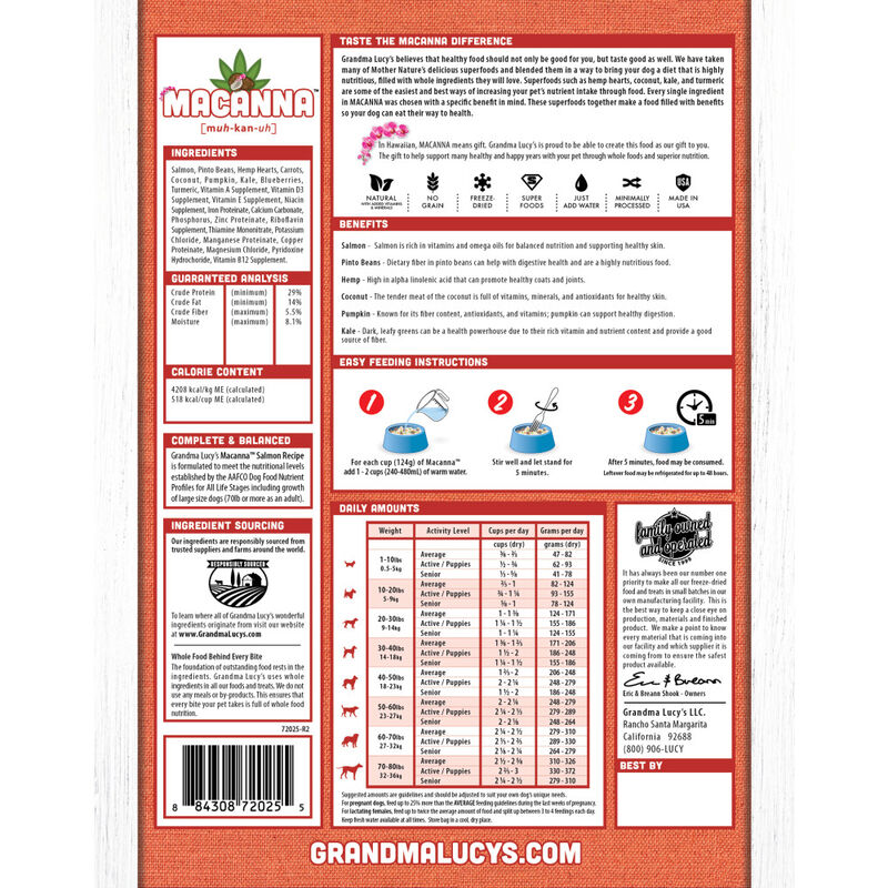 Grandma Lucy's Macanna Freeze-Dried Dog Food, Salmon image number null