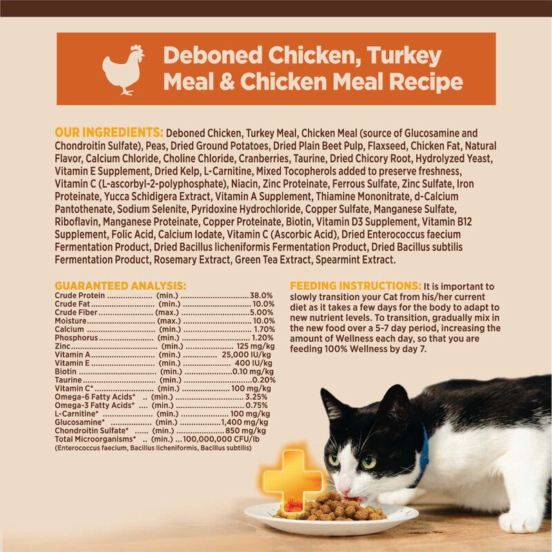 Wellness Core Grain-Free Dry Cat Food, Indoor, Chicken & Turkey image number null