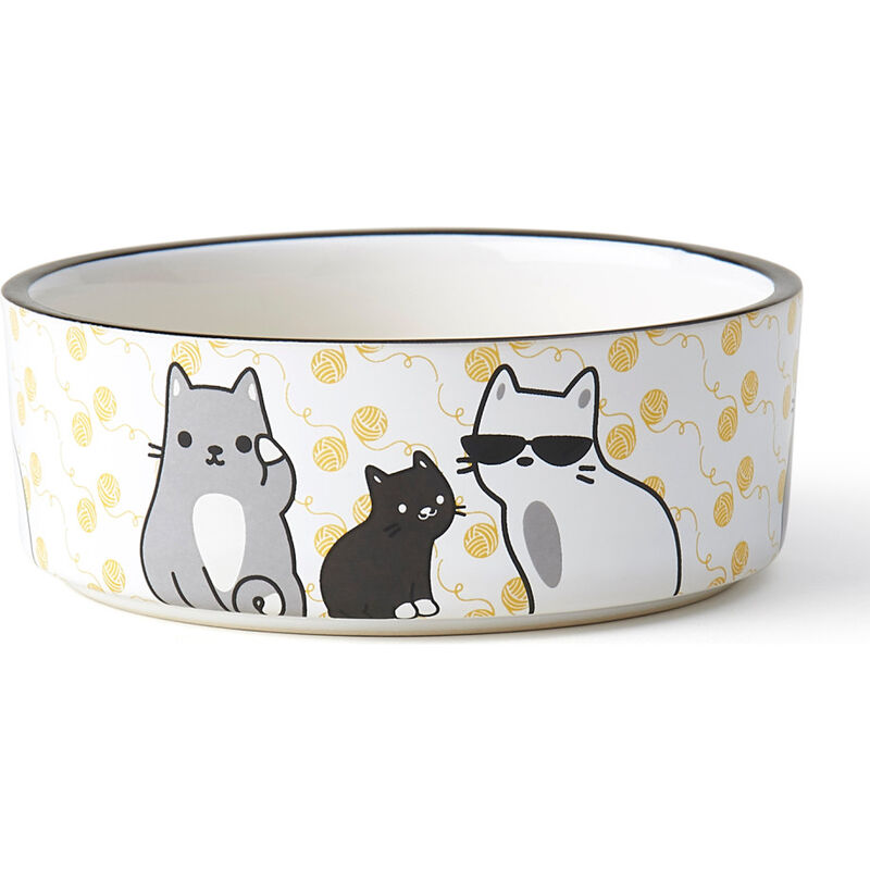 PetRageous Designs Stoneware Pet Bowl, Tangled Kitty, Round, 5-in, 2-cup image number null