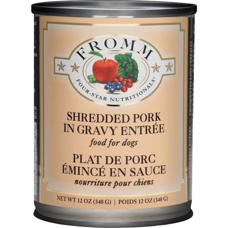 Fromm Four-Star Canned Dog Food, Shredded Pork in Gravy, 12-oz image number null
