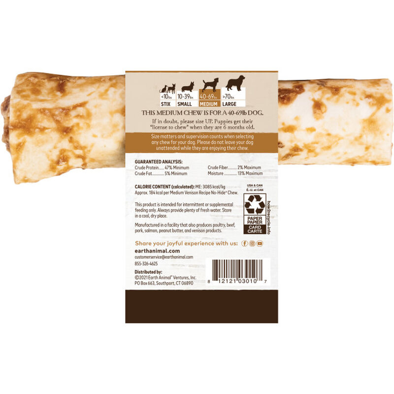 Earth Animal No-Hide Roll Dog Treat, Venison image number null