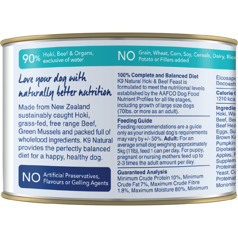 K9 natural top canned dog food