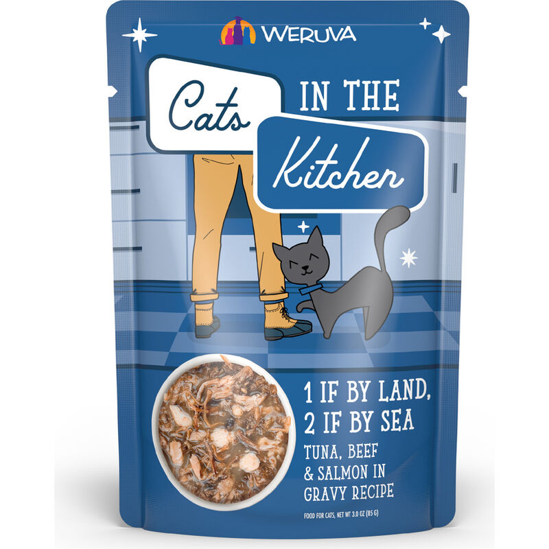 Cats in the Kitchen Originals Wet Cat Food, 1 if By Land 2 is By Sea, Tuna Beef & Salmon, 3-oz image number null