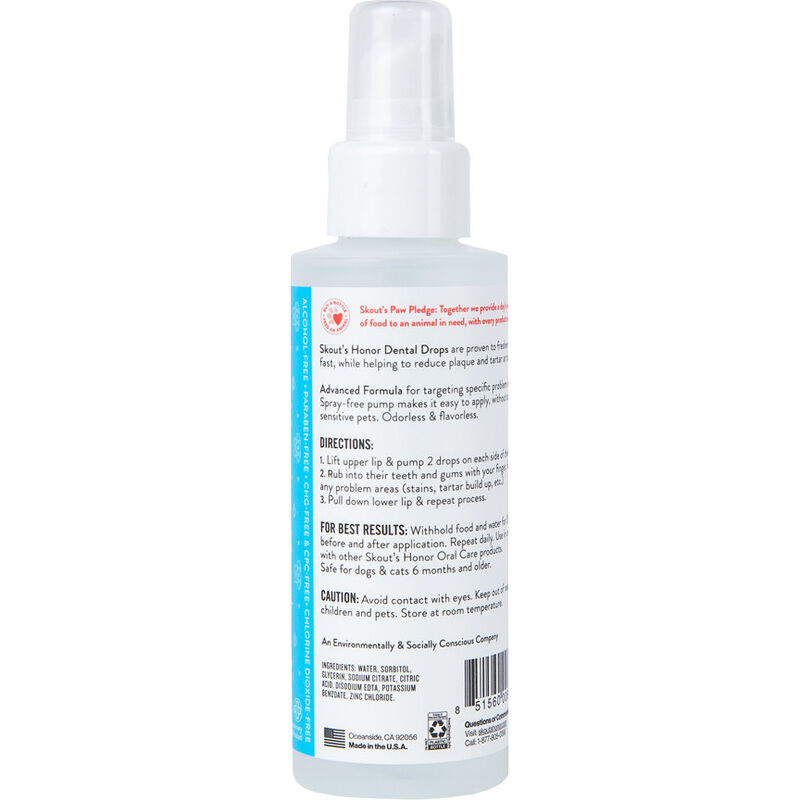 Skout's Honor Oral Care Dental Drops for Pets, Advanced Formula, 4-oz image number null