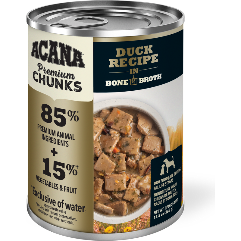 Mud Bay Buy Acana Premium Chunks Canned Dog Food Duck Recipe in Bone Broth 12.8 oz for USD 4.69 MudBay