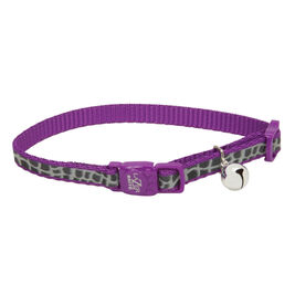 Coastal Pet Products Lazer Brite Reflective Adjustable Breakaway Cat Collar, Purple Animal Print