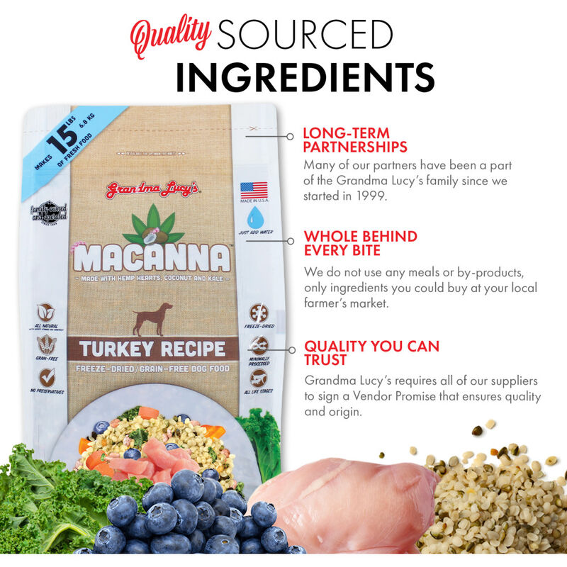 Grandma Lucy's Macanna Freeze-Dried Dog Food, Turkey, 3-lb image number null