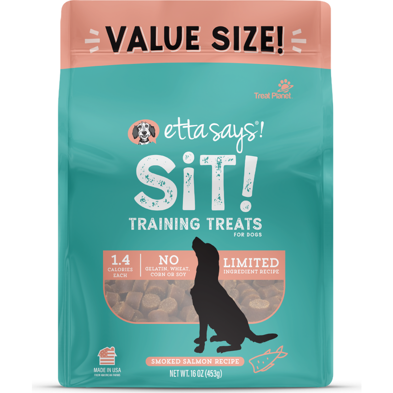 Etta Says! Sit! Dog Training Treats, Salmon, 16-oz image number null