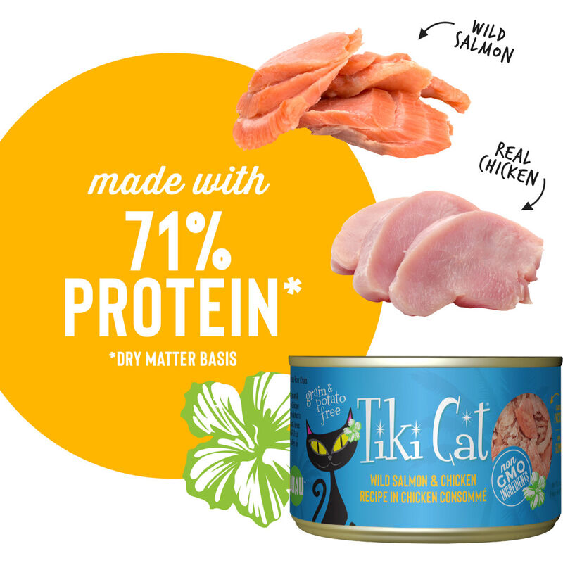 Tiki Cat Luau Canned Cat Food, Wild Salmon & Chicken, 6-oz image number null