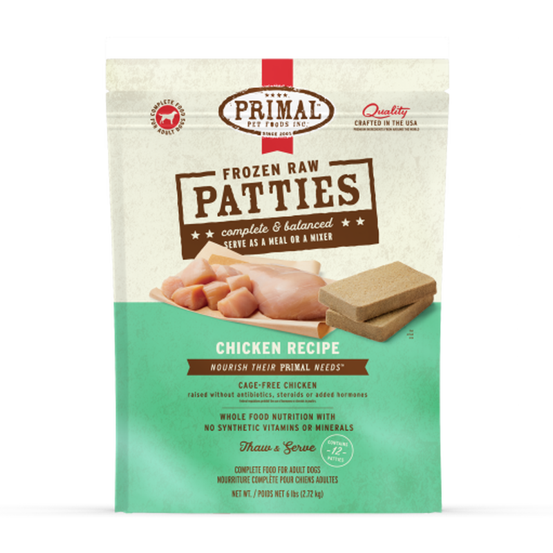 Primal Raw Frozen Dog Food, Patties, Chicken image number null