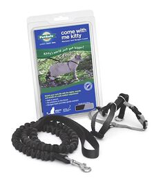 PetSafe Come With Me Kitty Harness & Bungee Cat Leash, Black/Silver