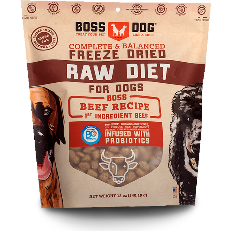 Boss Dog Raw Freeze-Dried Dog Food, Beef, 12-oz image number null