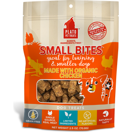 Plato Small Bites Dog Training Treats, Organic Chicken, 2.5-oz